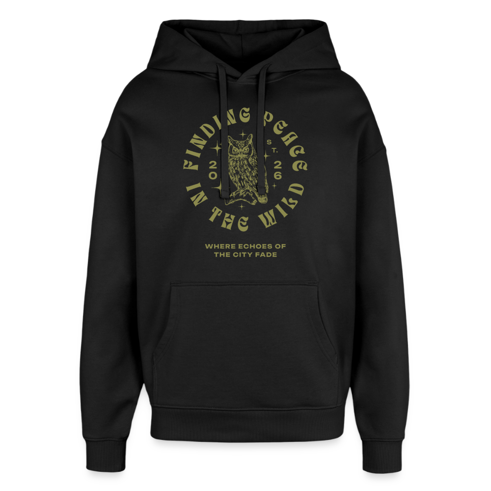 Eule Design Hoodie - Schwarz