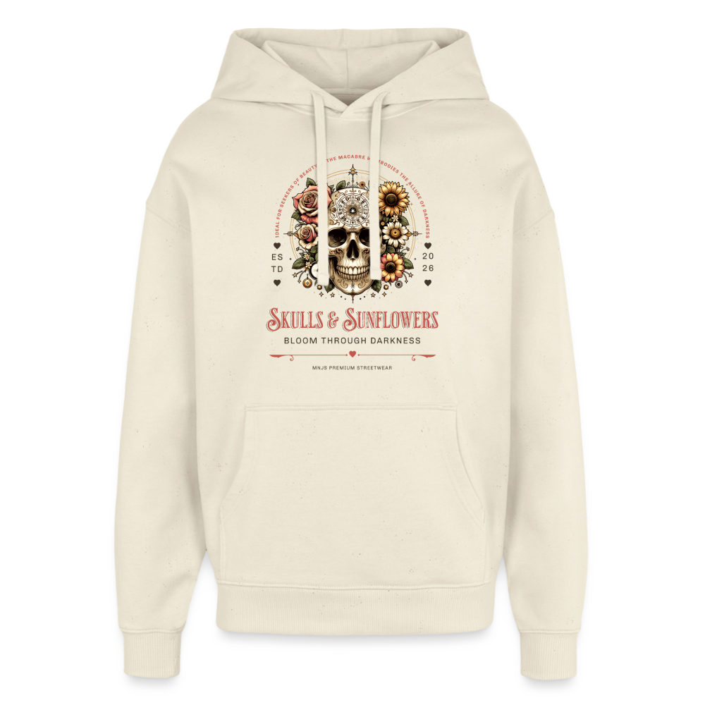 Skulls & Sunflowers Design Hoodie - Natur