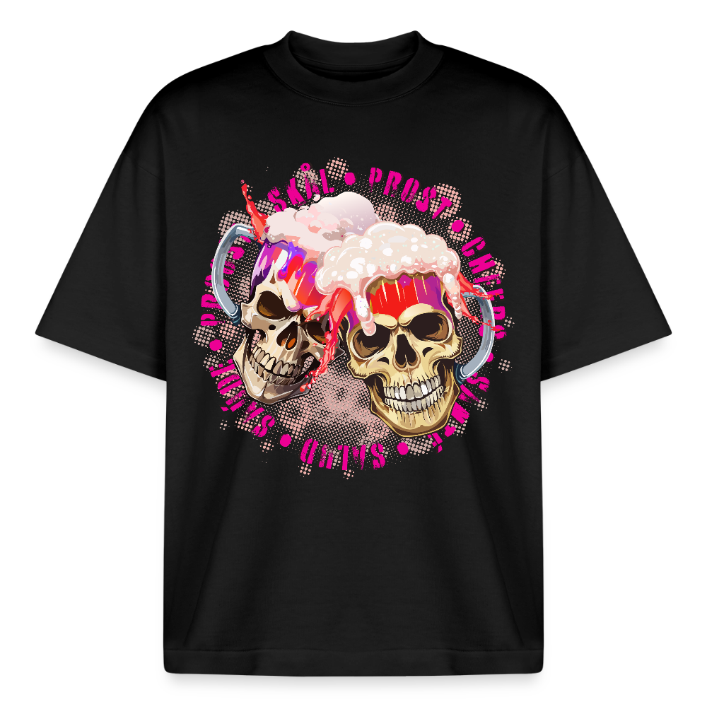 Party Skull Design T-Shirt - Schwarz