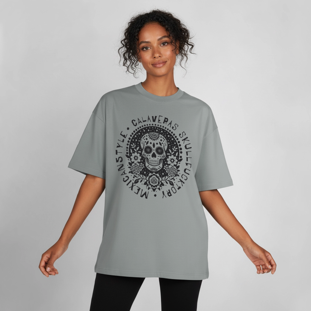 Skull Design T-Shirt - Nebelgrau