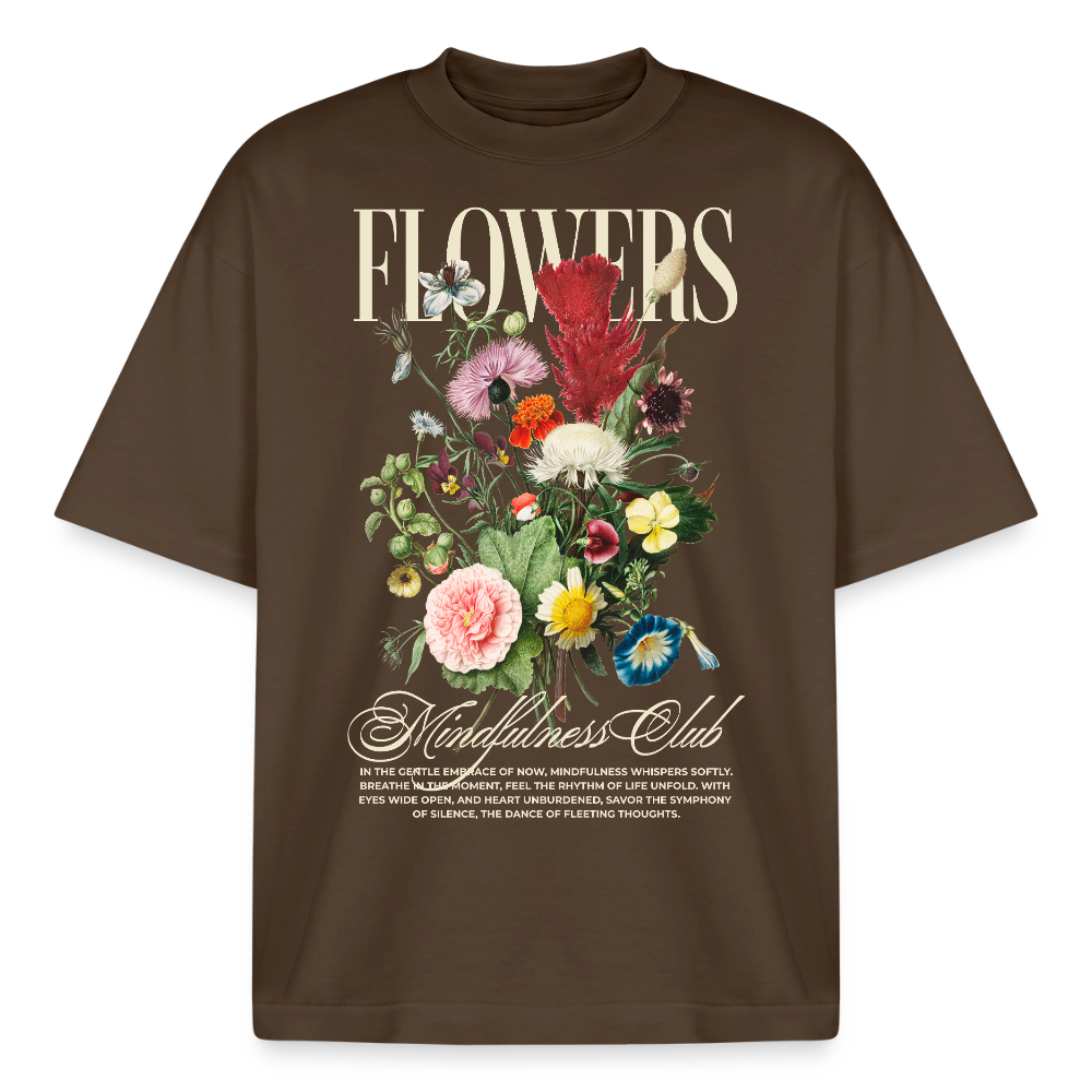 Flowers Design Boxy T-Shirt - Dunkelbraun