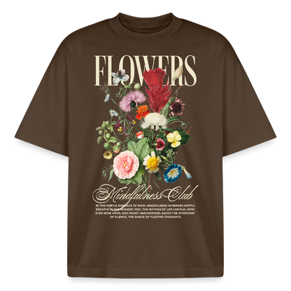 Flowers Design Boxy T-Shirt - Dunkelbraun