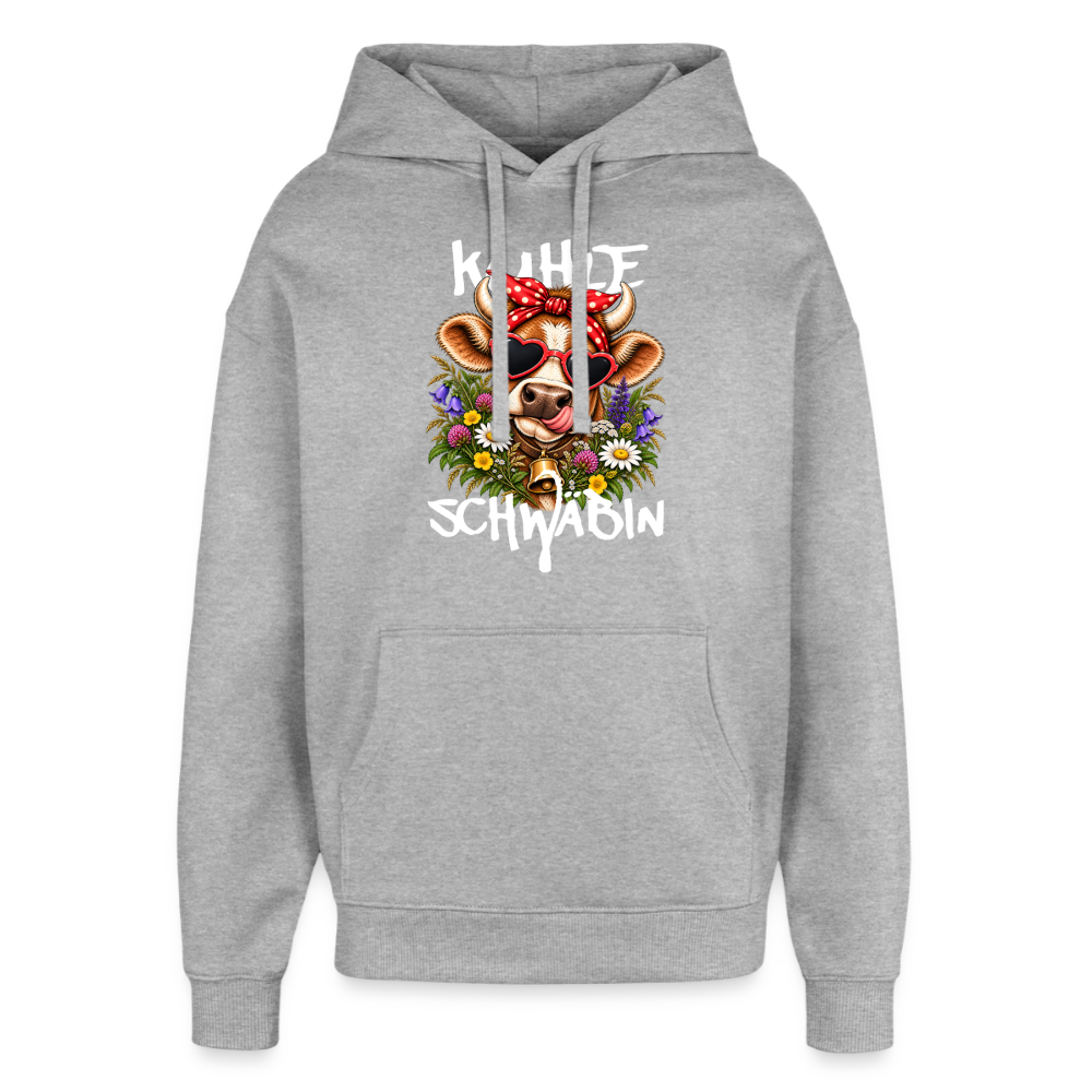 Oversized Unisex Hoodie mit Kuhle-Motiv - Grau meliert