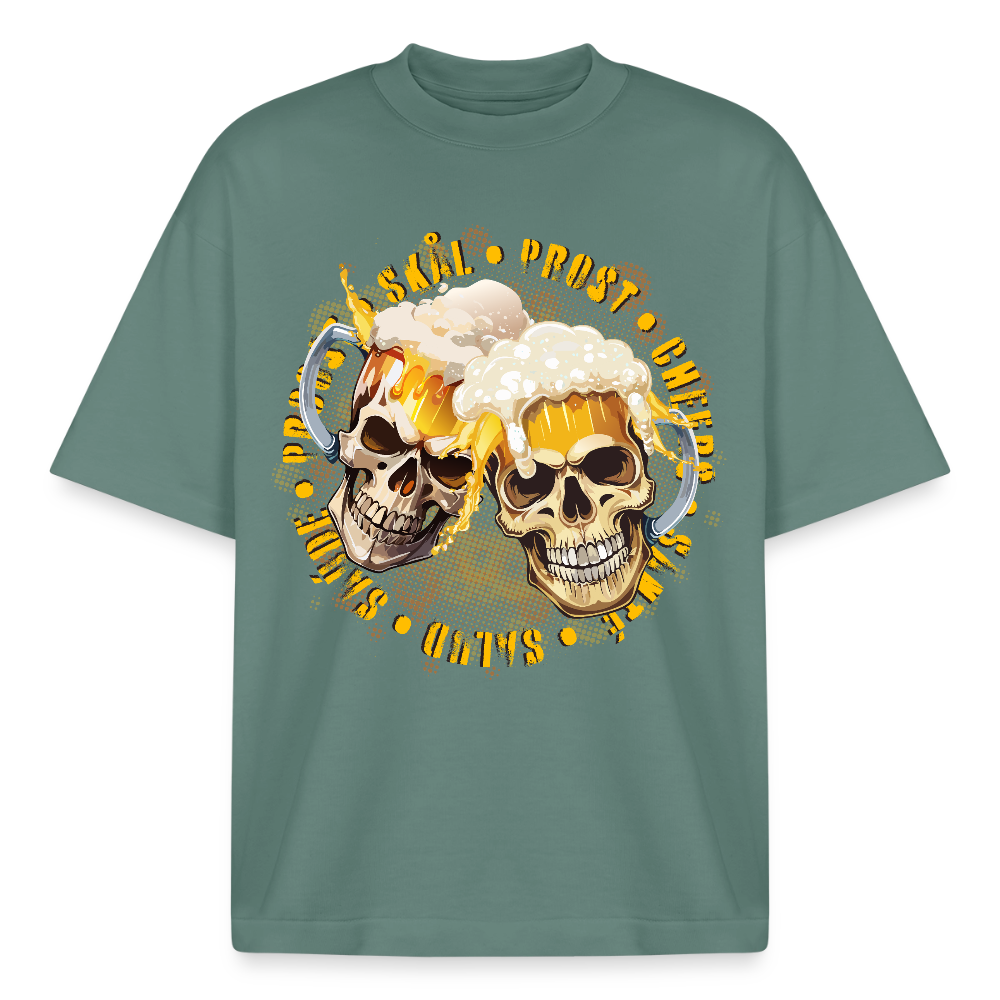 Party Skull Design T-Shirt - Grüner Bucht