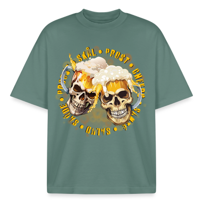 Party Skull Design T-Shirt - Grüner Bucht
