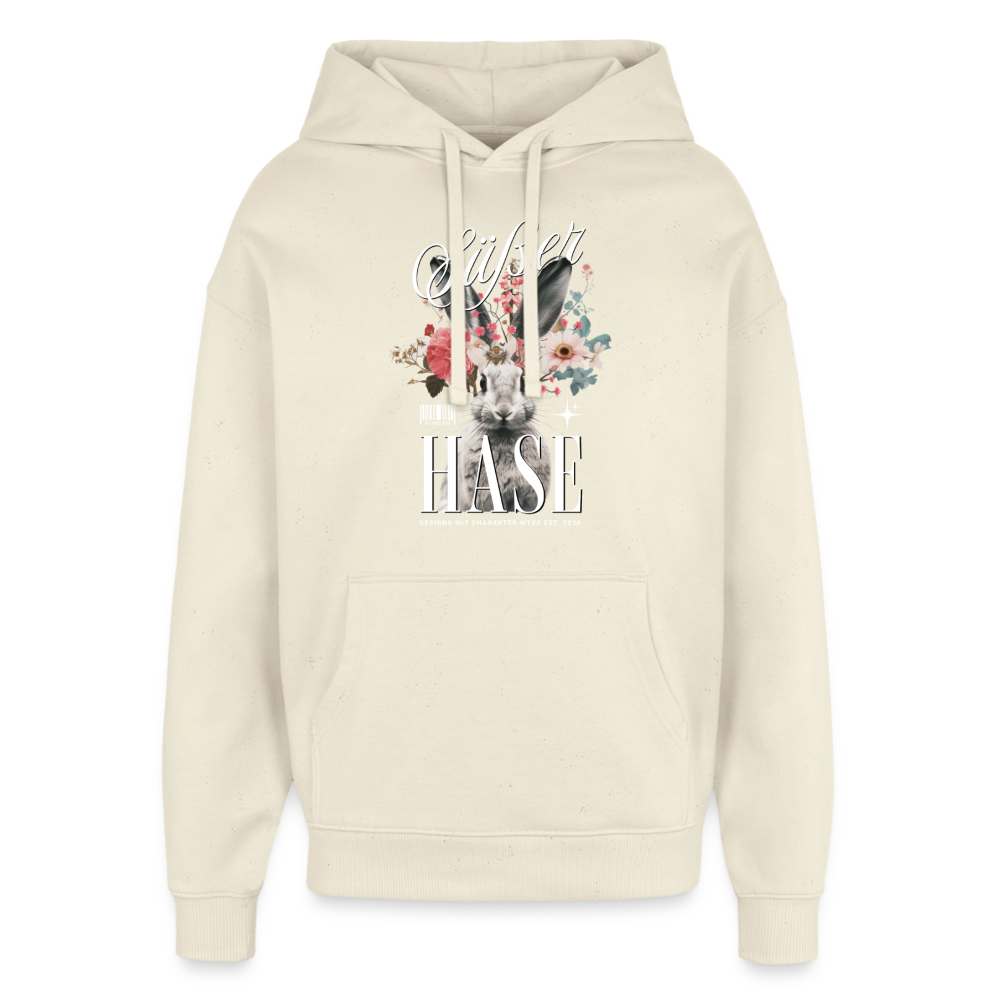 Oversized Unisex Hoodie mit Hase Motiv - Natur