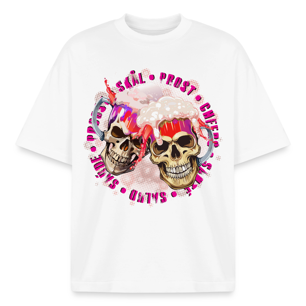 Party Skull Design T-Shirt - Weiß