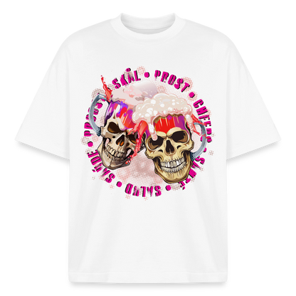 Party Skull Design T-Shirt - Weiß