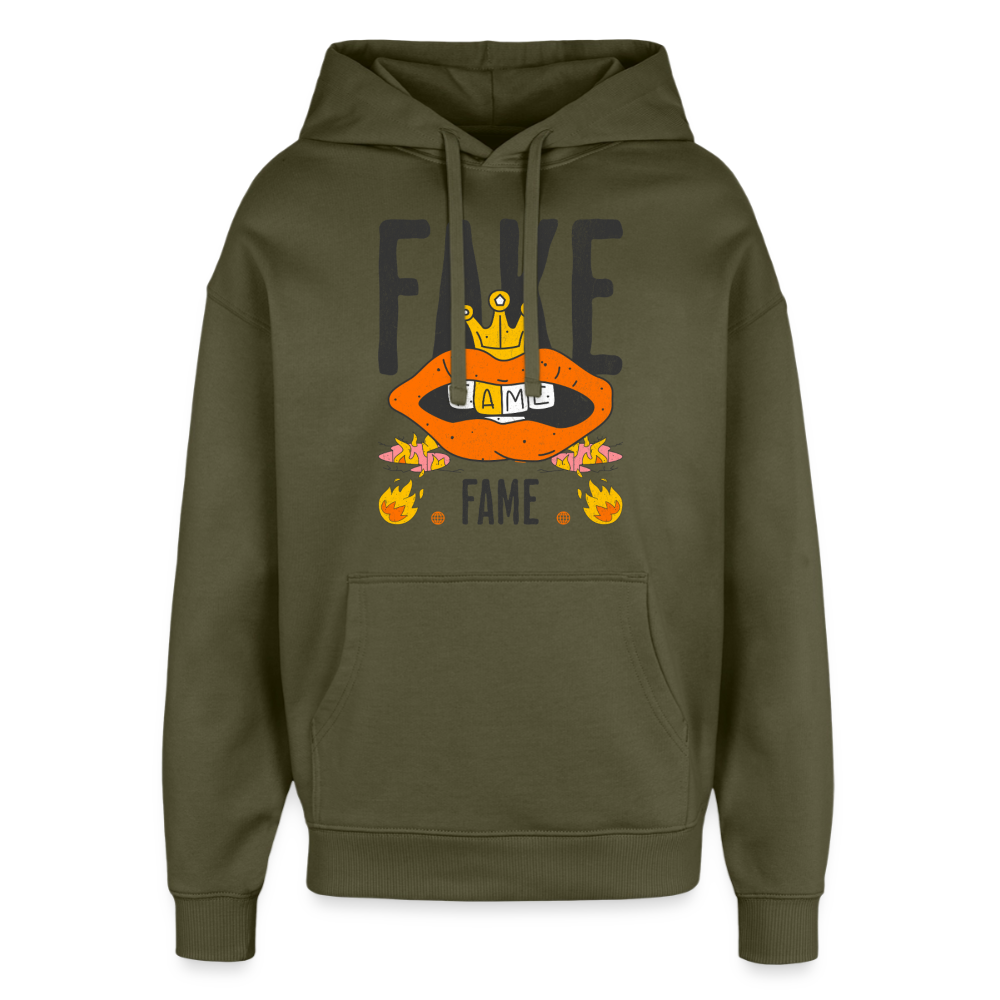 Fake Fame Design Hoodie - Khaki