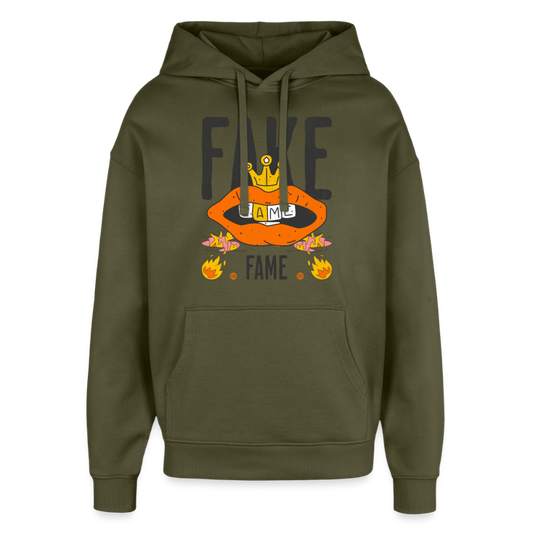 Fake Fame Design Hoodie - Khaki