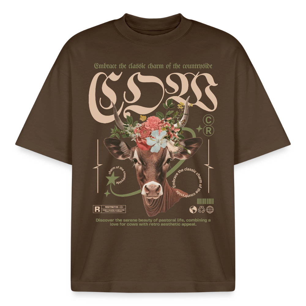 Kuh Design T-Shirt - Dunkelbraun