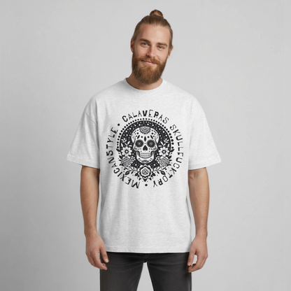 Skull Design T-Shirt - Kühles Grau meliert