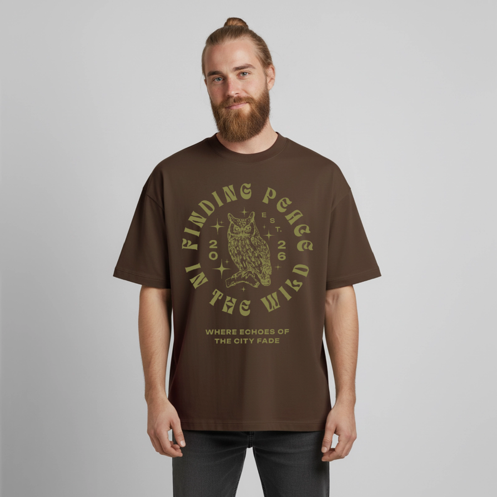 Eule Design T-Shirt - Dunkelbraun