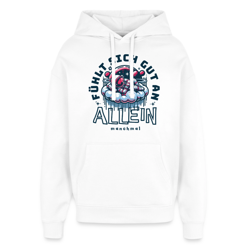 Oversized Unisex Hoodie mit Astronautmotiv - Weiß