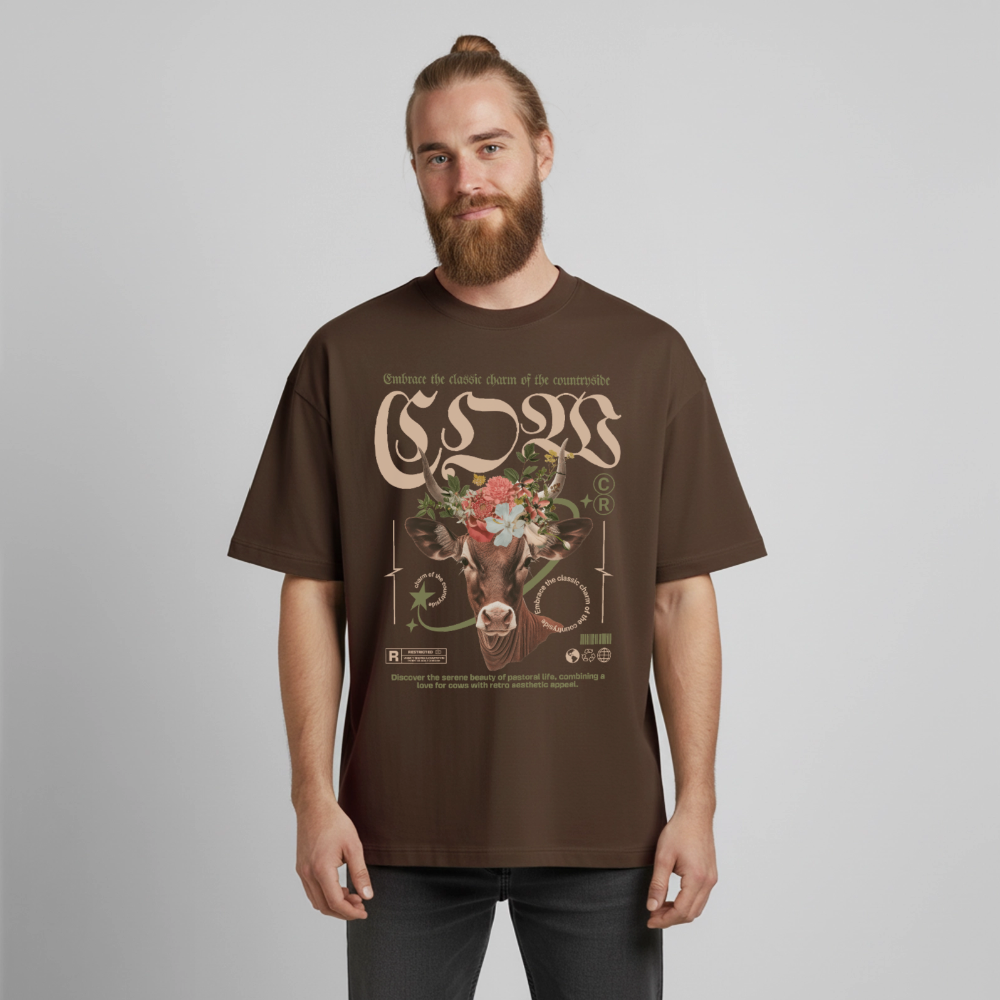 Kuh Design T-Shirt - Dunkelbraun