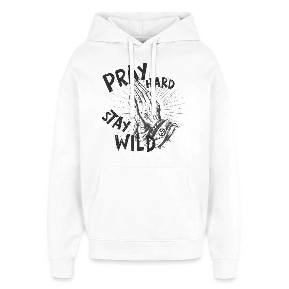 Pray Hard Design Hoodie - Weiß