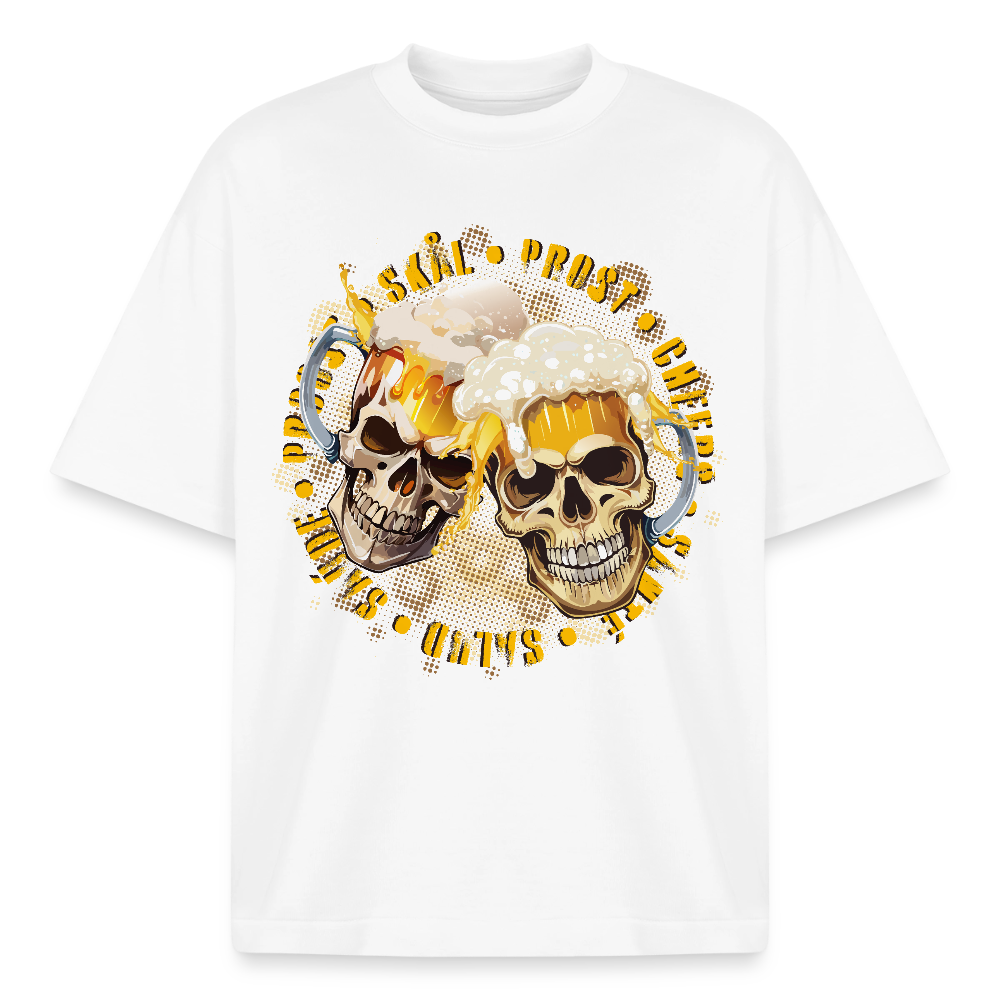 Party Skull Design T-Shirt - Weiß