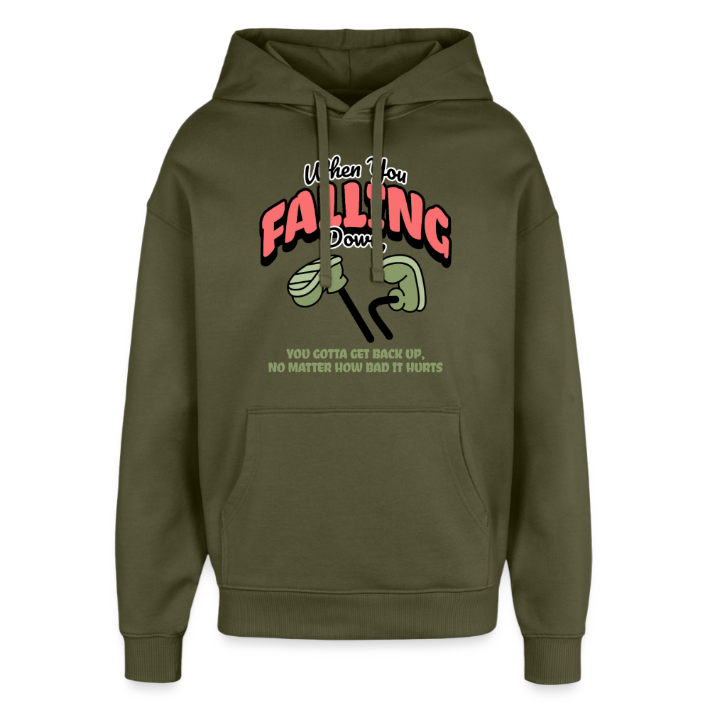 Falling Down Design Hoodie - Khaki