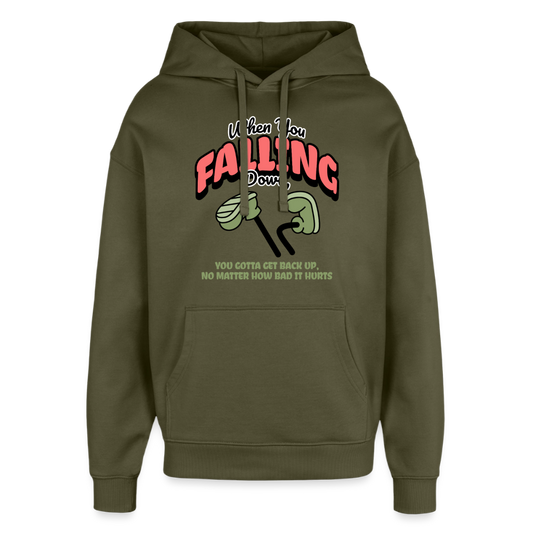 Falling Down Design Hoodie - Khaki