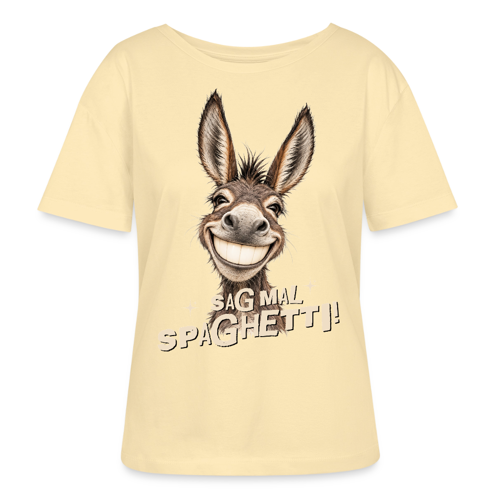 Rundhals Frauen Bio-T-Shirt mit Eselmotiv - Creme