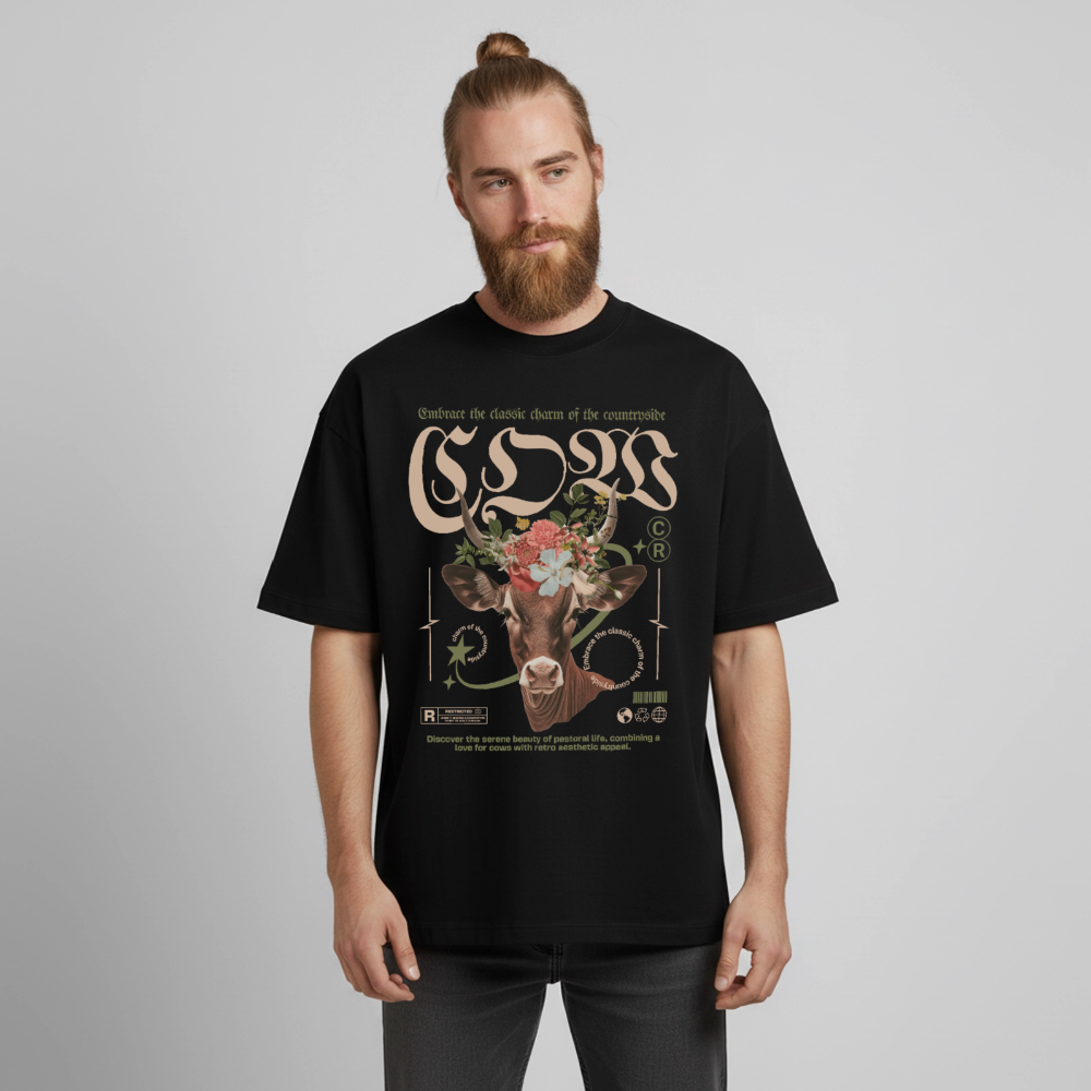 Kuh Design T-Shirt - Schwarz