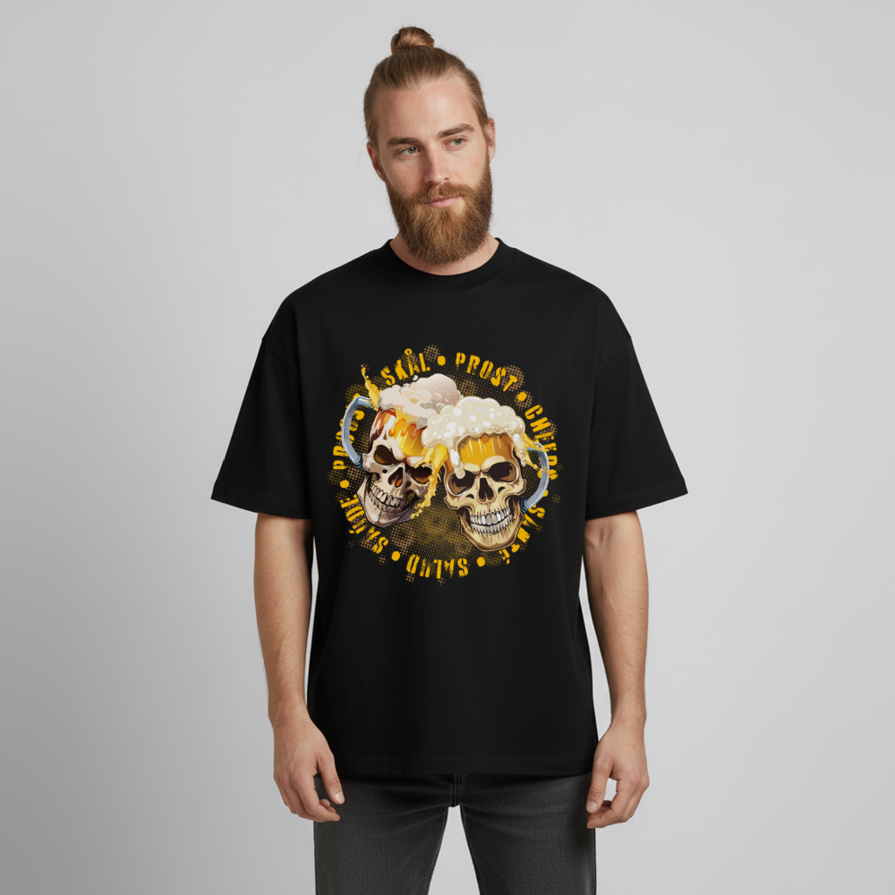 Party Skull Design T-Shirt - Schwarz