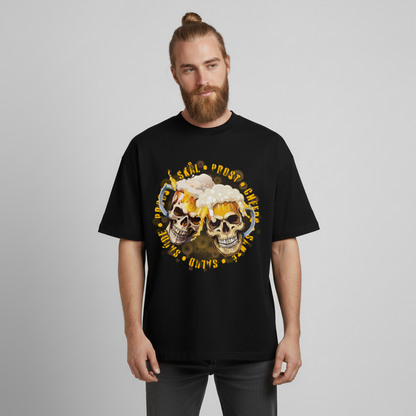 Party Skull Design T-Shirt - Schwarz