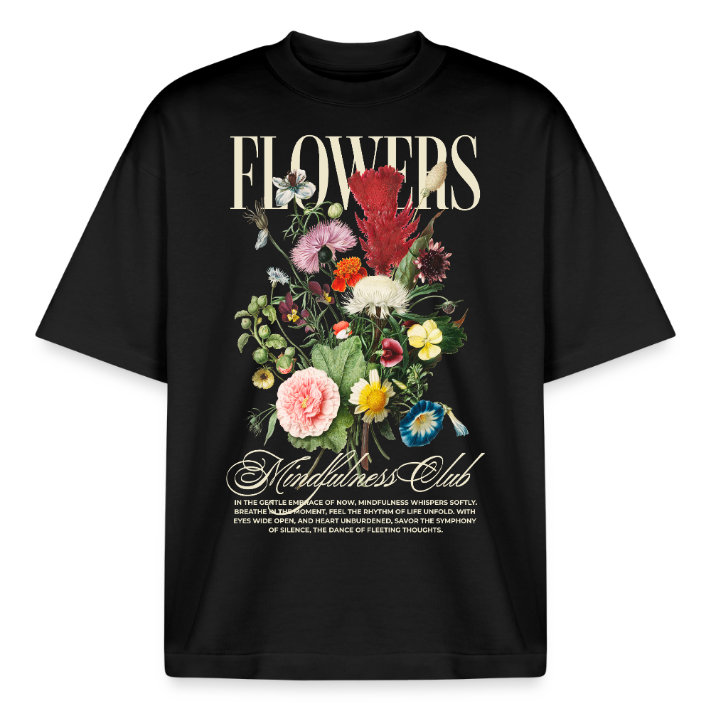 Flowers Design Boxy T-Shirt - Schwarz