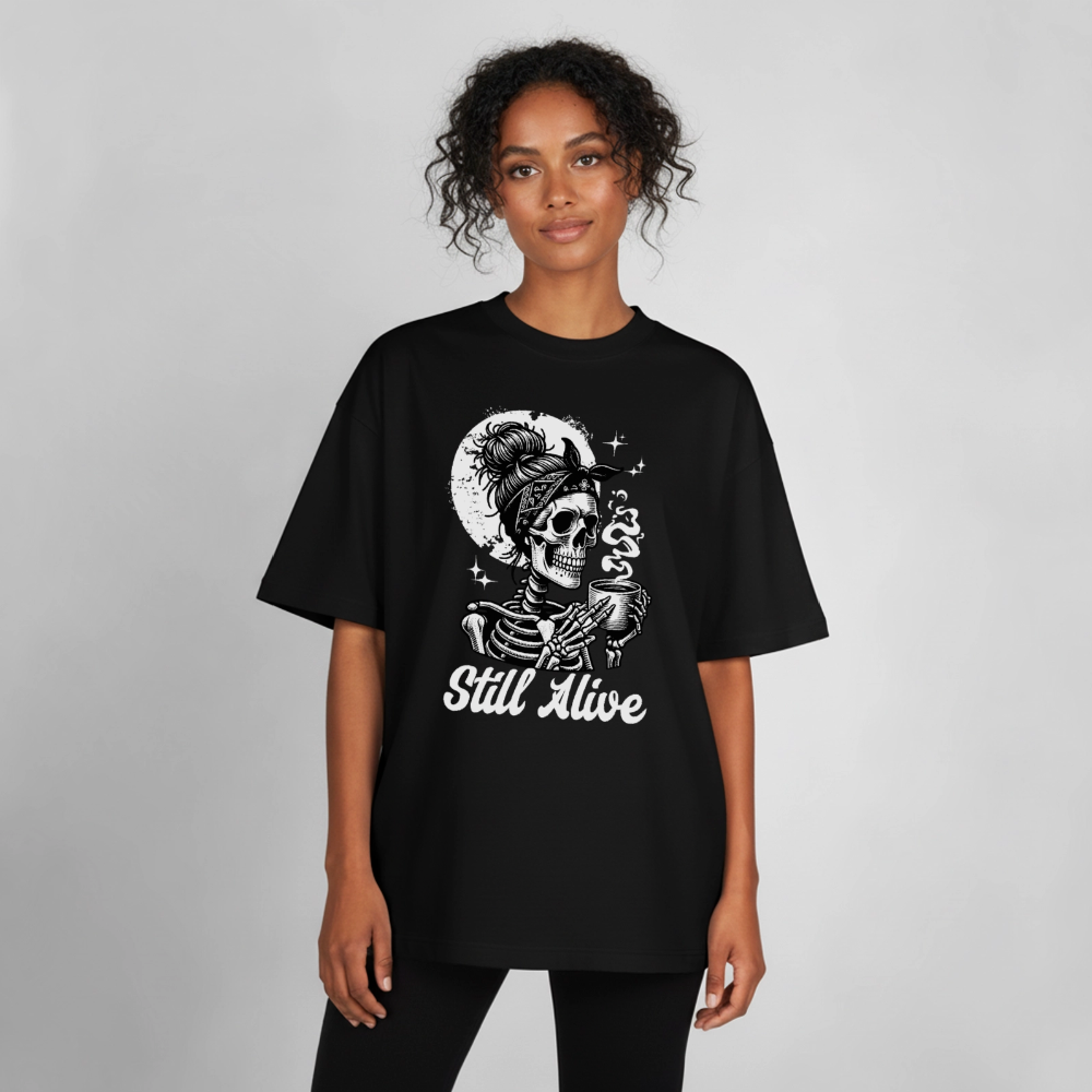 Skull Alive Design T-Shirt - Schwarz