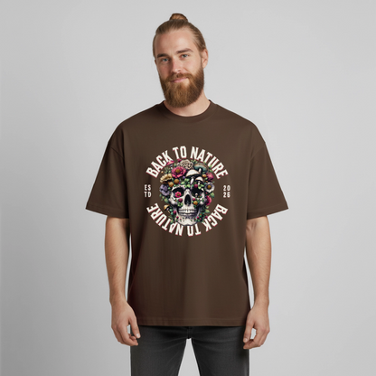 Skull Nature Design T-Shirt - Dunkelbraun