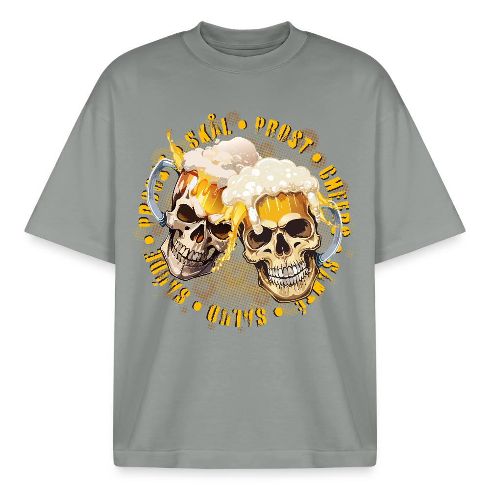 Party Skull Design T-Shirt - Nebelgrau