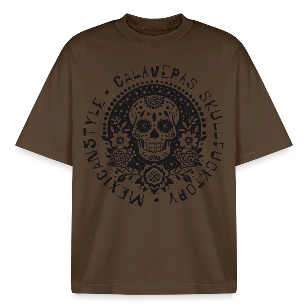 Skull Design T-Shirt - Dunkelbraun
