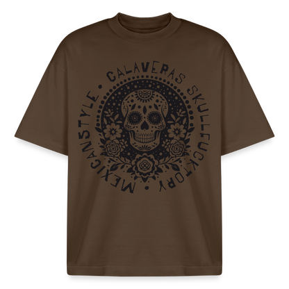 Skull Design T-Shirt - Dunkelbraun