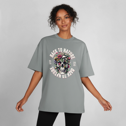 Skull Nature Design T-Shirt - Nebelgrau