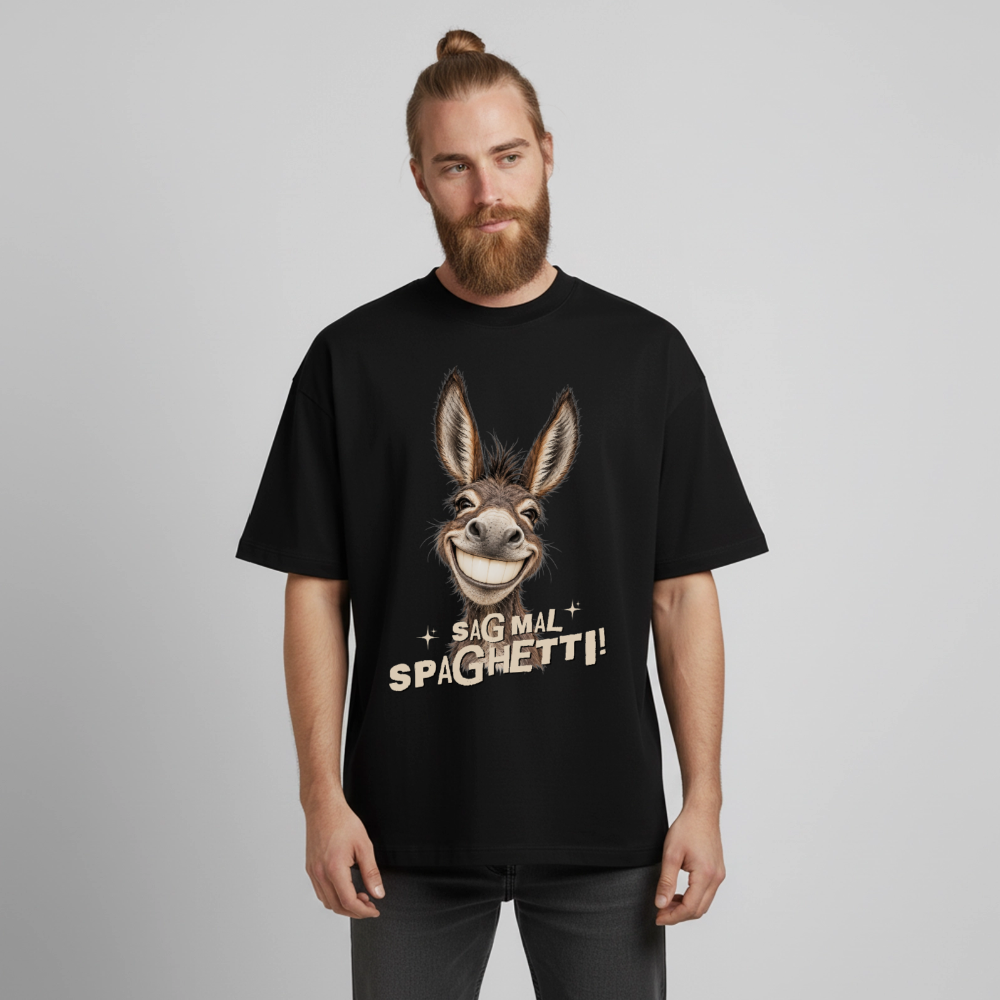 Boxy Unisex T-Shirt mit Eselmotiv - Schwarz
