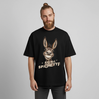 Boxy Unisex T-Shirt mit Eselmotiv - Schwarz