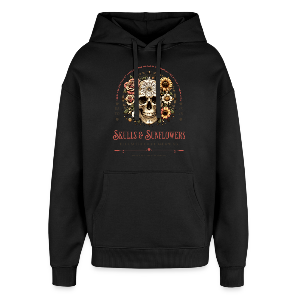 Skulls & Sunflowers Design Hoodie - Schwarz