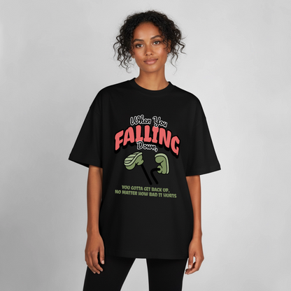 Falling Down Design T-Shirt - Schwarz