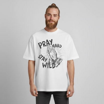Pray Hard Design T-Shirt - Weiß