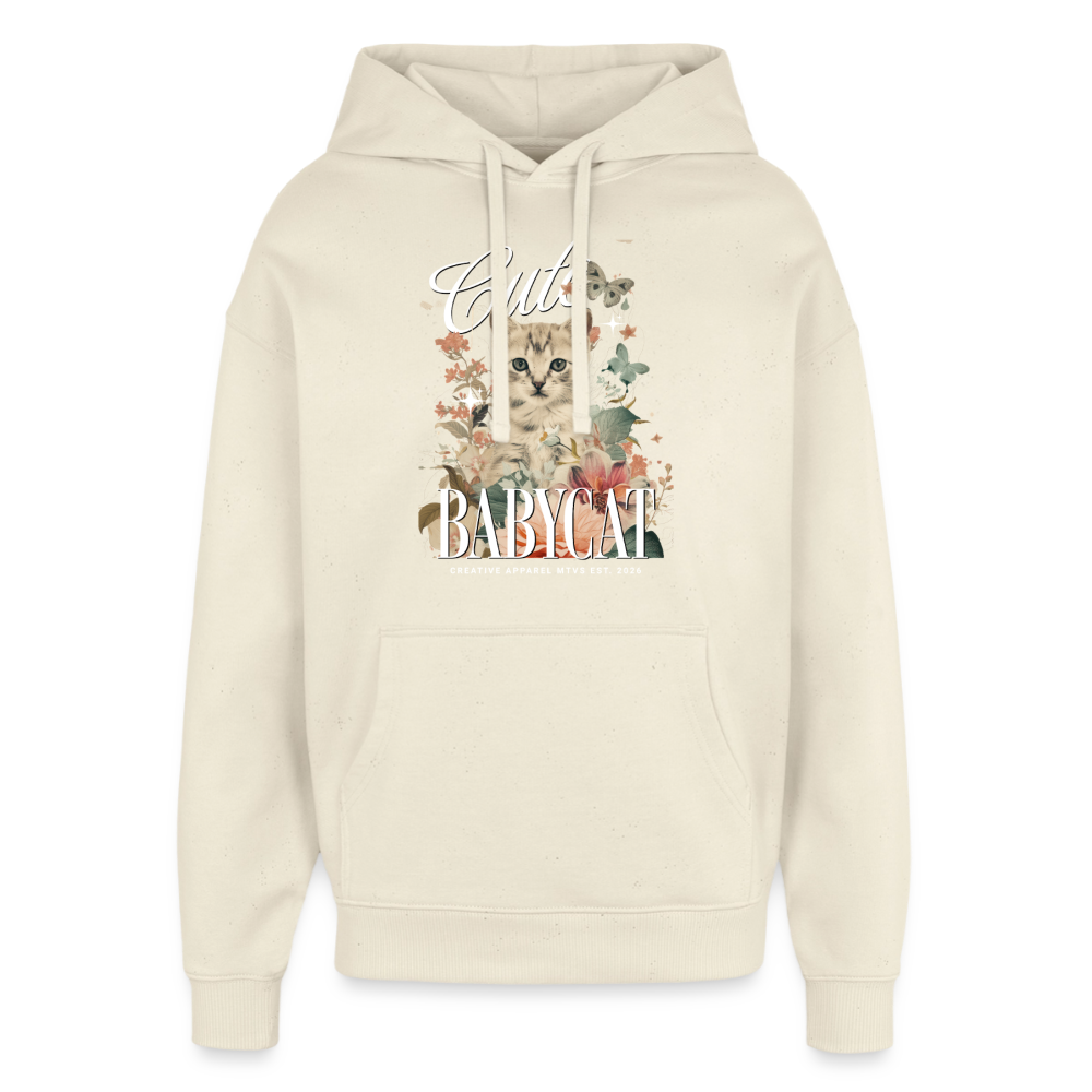 Oversized Hoodie mit Katzenmotiv - Natur