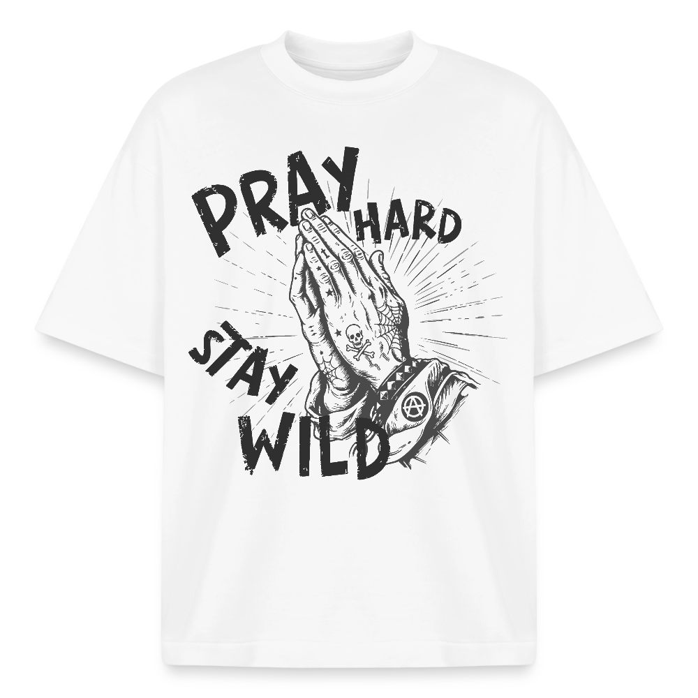Pray Hard Design T-Shirt - Weiß