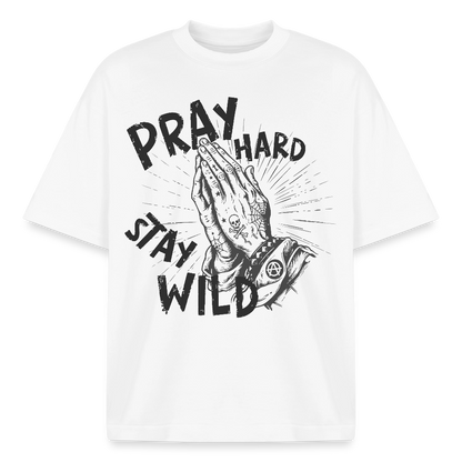 Pray Hard Design T-Shirt - Weiß