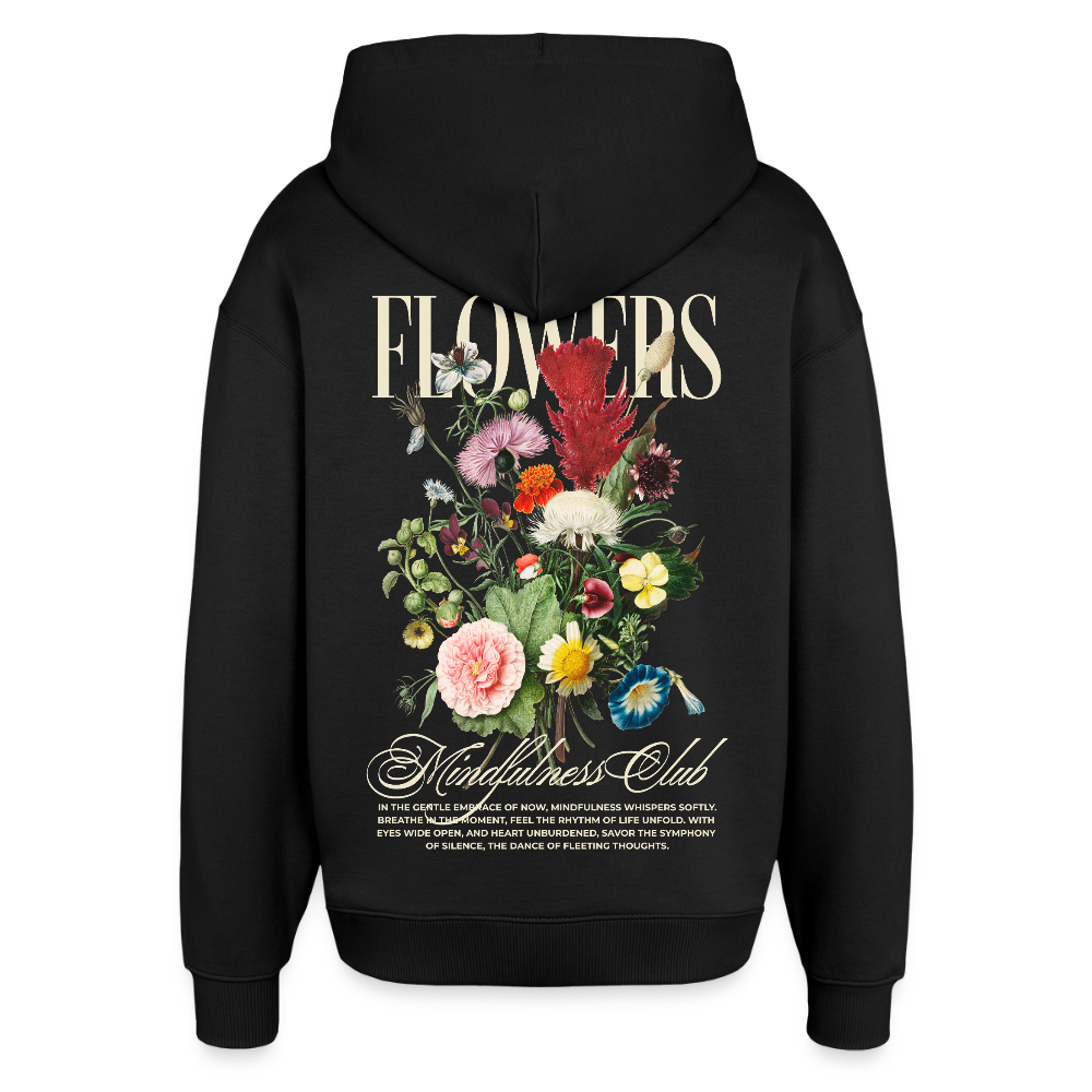Flowers Design Hoodie Backprint - Schwarz