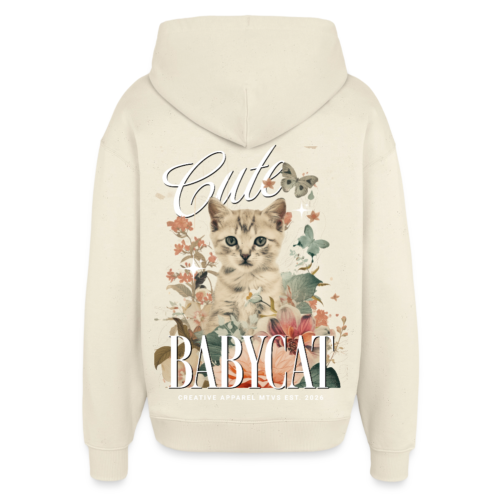 Oversized Hoodie mit Katzenmotiv Backprint - Natur
