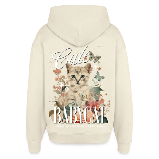 Oversized Hoodie mit Katzenmotiv Backprint - Natur