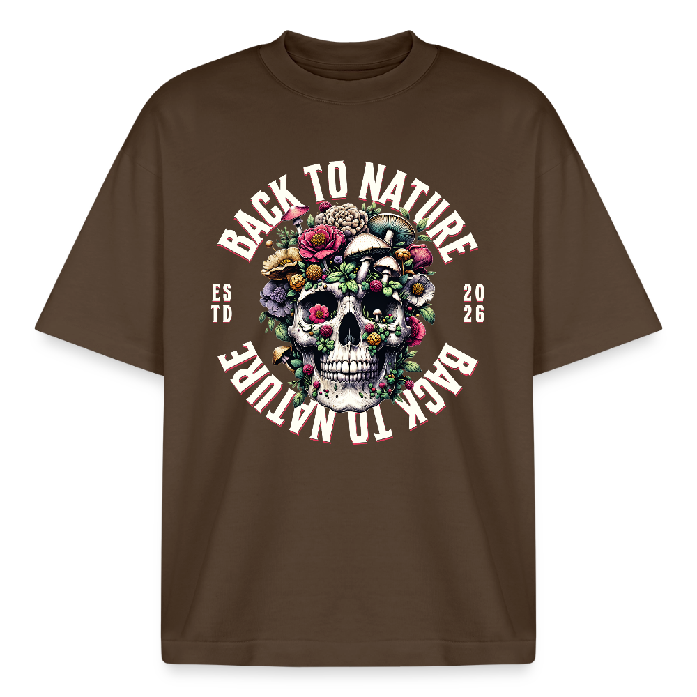 Skull Nature Design T-Shirt - Dunkelbraun