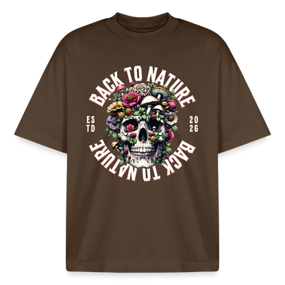 Skull Nature Design T-Shirt - Dunkelbraun