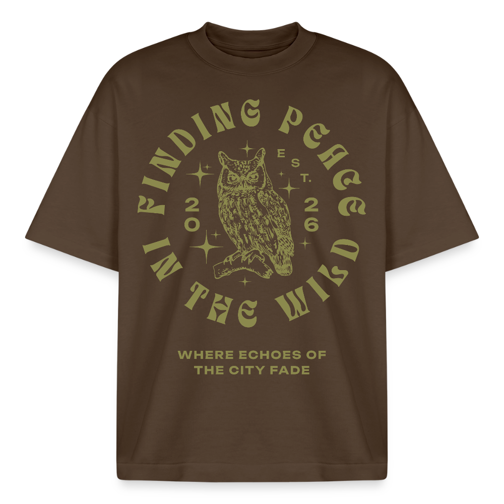 Eule Design T-Shirt - Dunkelbraun