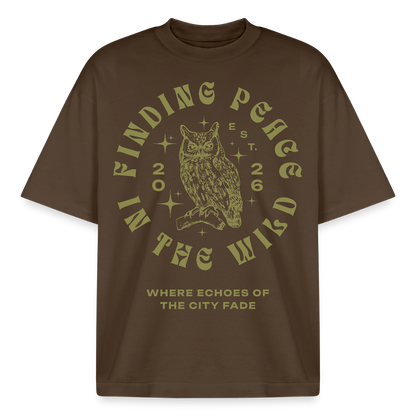 Eule Design T-Shirt - Dunkelbraun