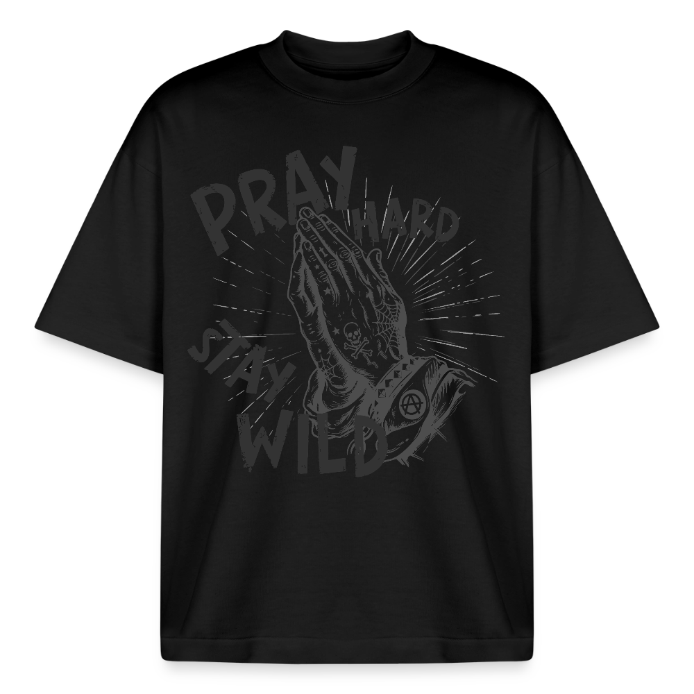 Pray Hard Design T-Shirt - Schwarz